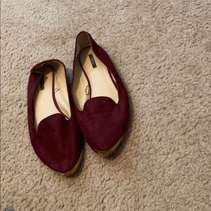 Forever 21 Flats-burgundy/ gold trim